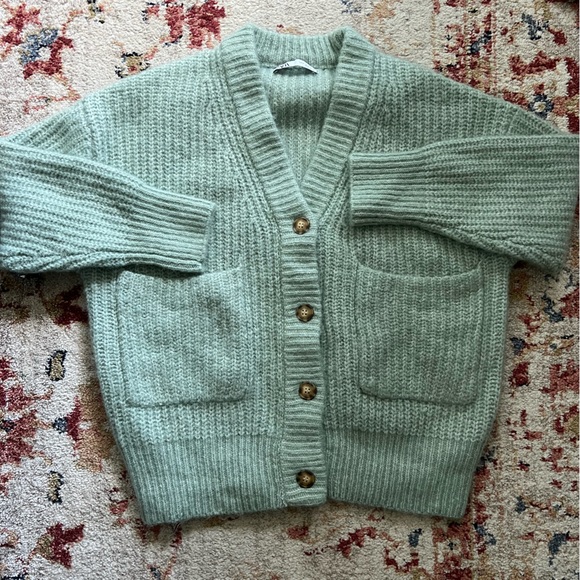 Zara Sweaters - Zara never been warm oversized sage green cardigan